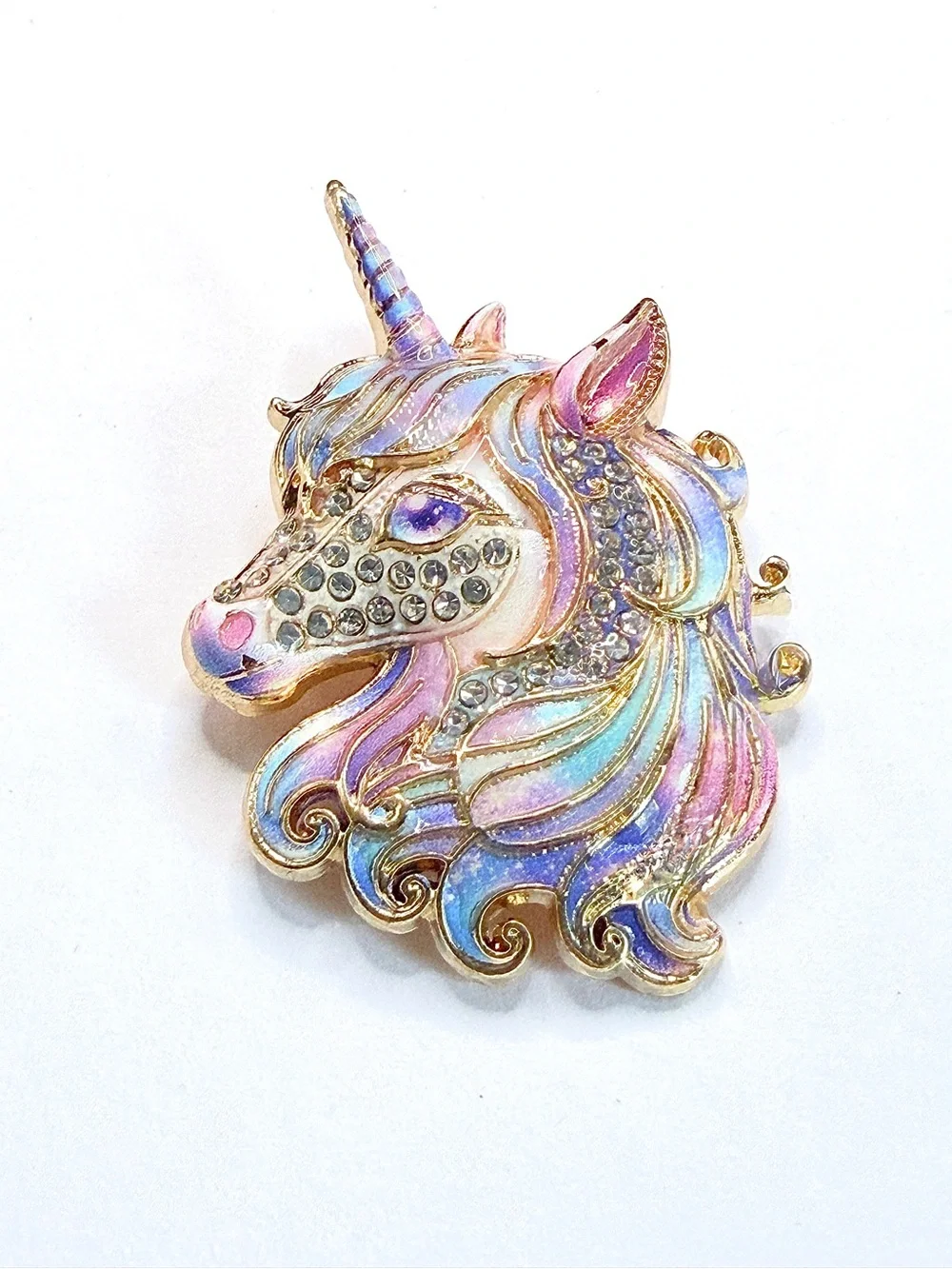 Unicorn Brooch in Beautiful Pastel Enamel & Rhinestone